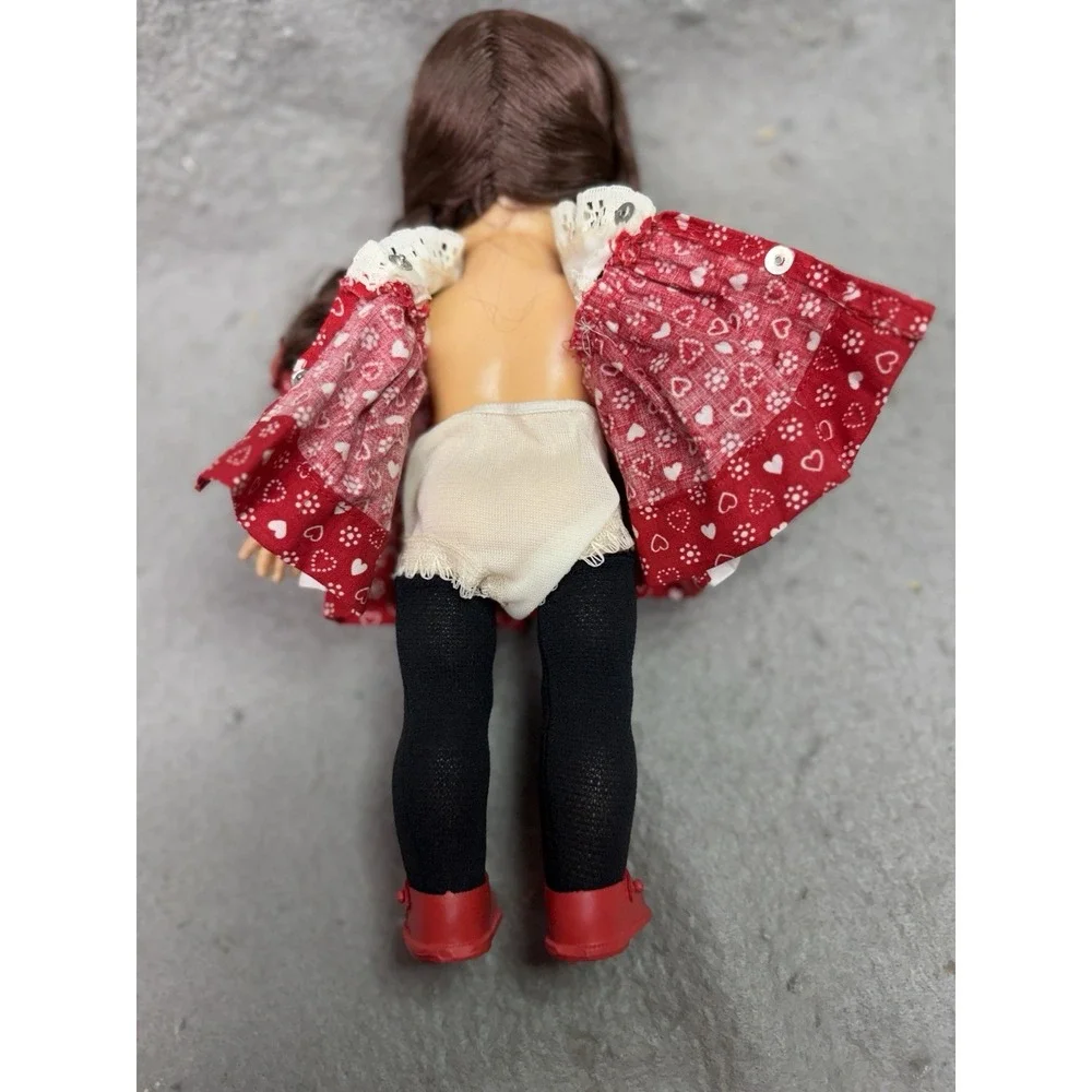 Vintage Fairyland Toy Products Jointed Plastic Doll Red  Dress Sleep Eyes 11